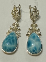 Ларимар (серьги из серебра)