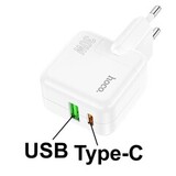 Адаптер питания на USB + Type-C Hoco C111A с быстрой зарядкой 30W (Белый)