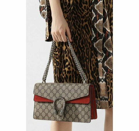 Сумка Gucci Dionysus GG Supreme Small бежевый/красный