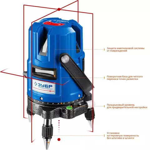 ЗУБР Крест-55 20-70 м, Лазерный нивелир (34904)