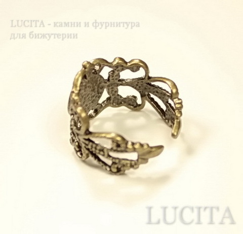 Основа для кольца филигрань с сеттингом для кабошона 8 мм (цвет - античная бронза) ()