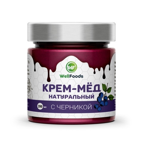 Крем-мед с черникой 200 мл | WellFoods