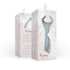 Голубой двусторонний вибромассажёр для пар The Peony - 19,2 см. - 