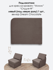 Подлокотник левый для кресла-кровати Миник, велюр Dream Chocolate, 1 шт (под левую руку)