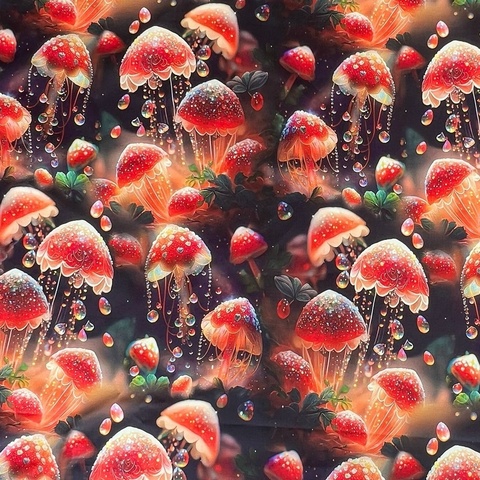 В ПУТИ, МУХОМОРЫ, ФЭНТЕЗИ, цв. КРАСНЫЙ - 100% хлопок