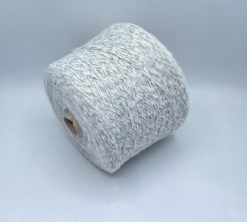 Pecci Filati (пр.Италия),art-Exploit 400м/100гр, 48% Шерсть, 24% Кашемир, 16%Полиамид, 12%Хлопок цвет-Молочный+зеленый,мулине. арт-36314