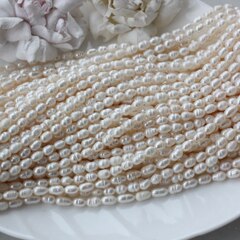 Жемчуг натуральный речной, рис, 5,7-7,2 мм, 1 нить, Ж024