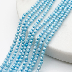 Фианит "матовый" (кубический цирконий), цвет голубой, размер около 2 мм, цена за нить 38 см