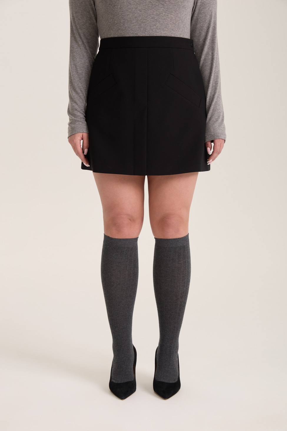 Юбка мини с планкой, черный