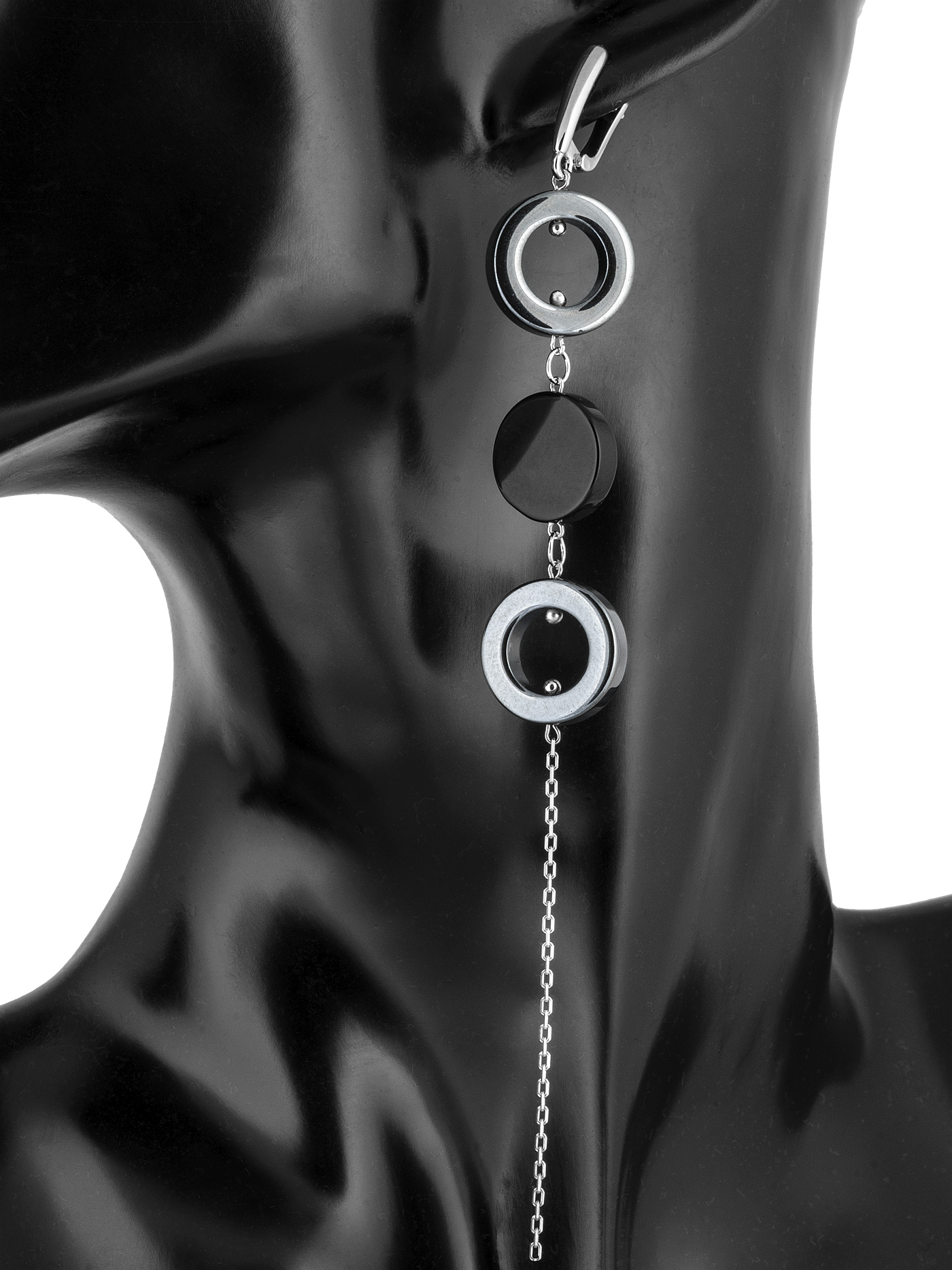 Асимметричные серьги длинные с агатом