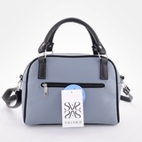 Сумка Саломея 269 гладкий серо-голубой + черный