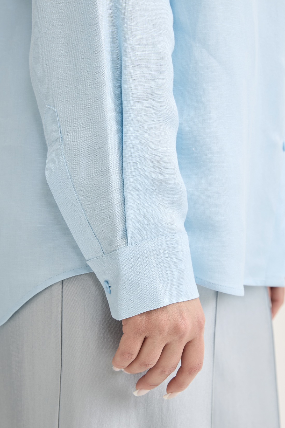 Рубашка с длинным рукавом изо льна, голубой