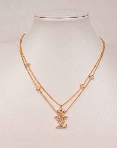 Колье цепочка двухрядная LV коллекция Gram подвесками, lux