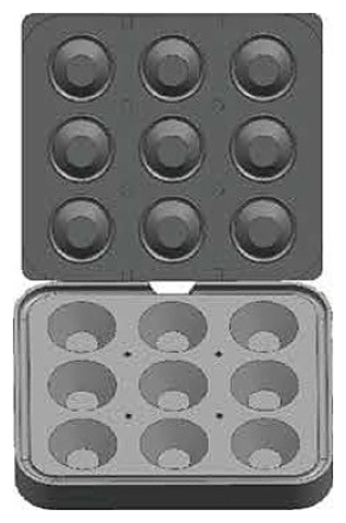 Форма для тарталетницы Kocateq DHTartmatic Plate 65 (круглые, верхний ? 67,5 мм, нижний ? 40 мм, 9 шт.)