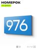 Номер на дверь 976, табличка на дверь для офиса, квартиры, кабинета, аудитории, склада, голубая 120х70 мм, Айдентика Технолоджи