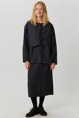 Стеганая юбка из черного вареного хлопка