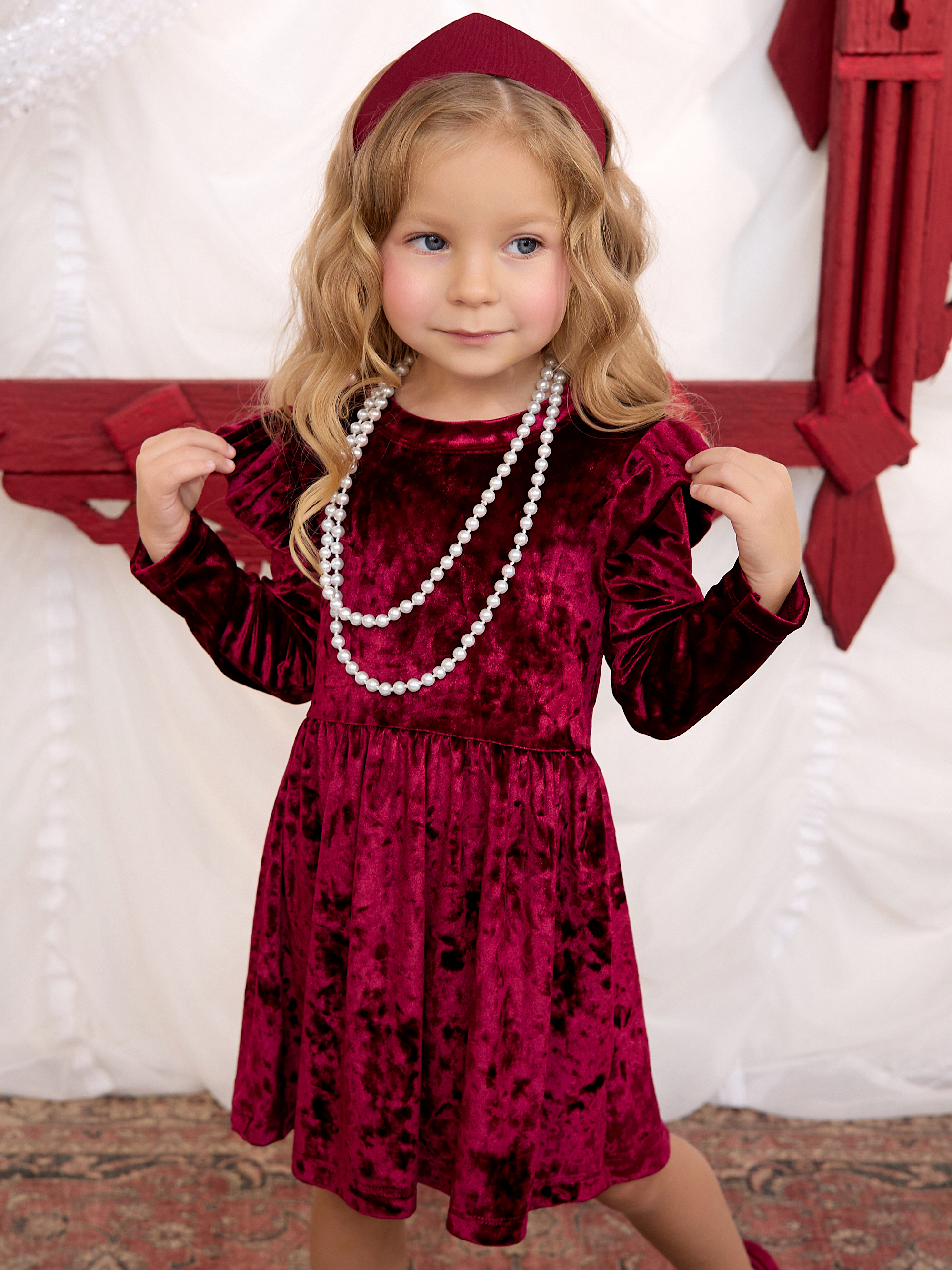 Платье Фея бархат бордо