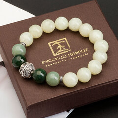 Браслет "Летучая мышь". Д 12мм. Буромский нефрит.