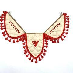 Вымпел тройной Foton (экокожа, бежевый с красной вышивкой)