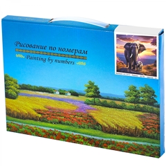 
          Картина по номерам Alingar, 30х40 см, 20 цветов, с акриловыми красками, холст на подрамнике, "Слоны"