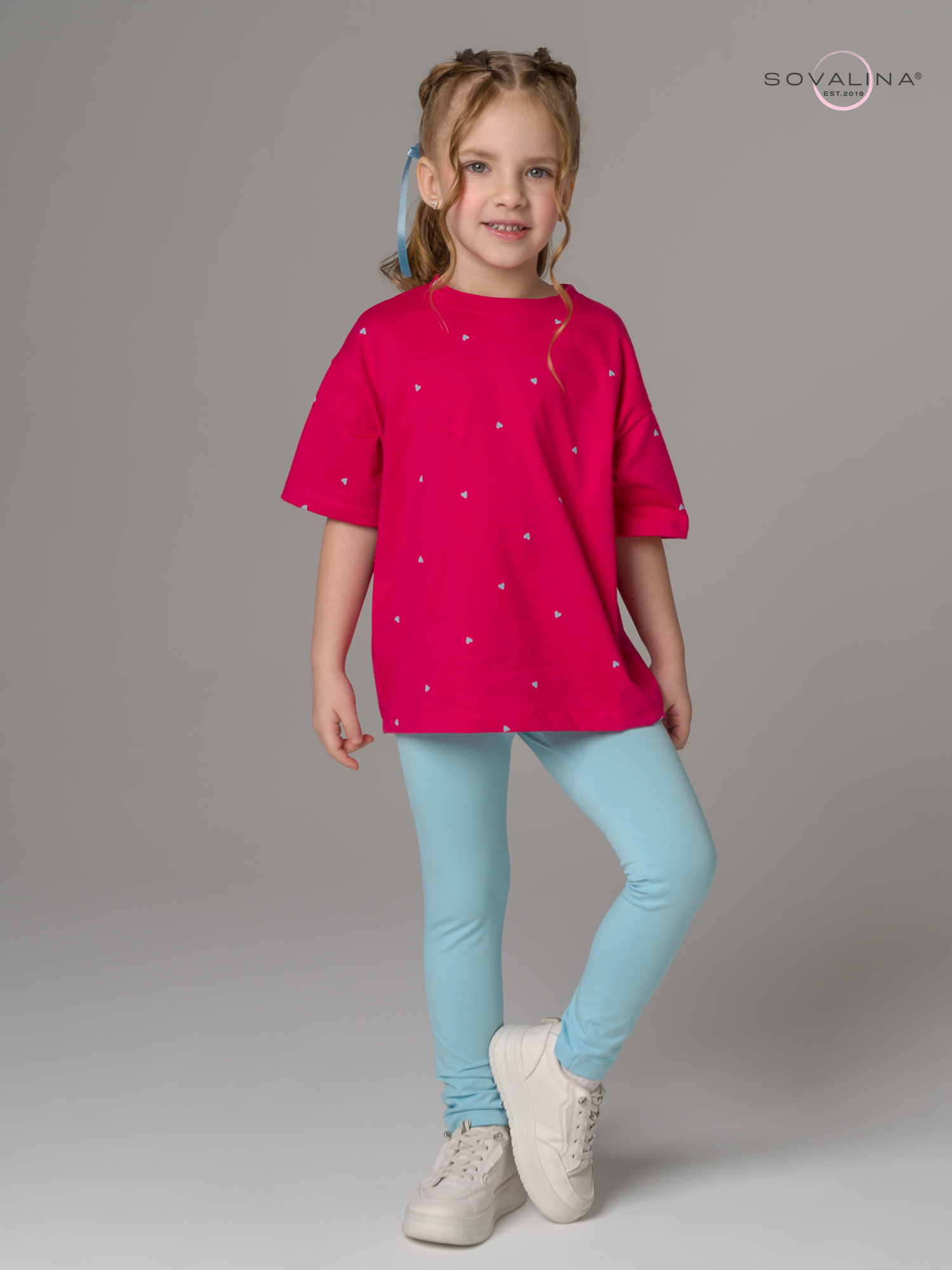 Костюм Мун сердечки малина-голубой