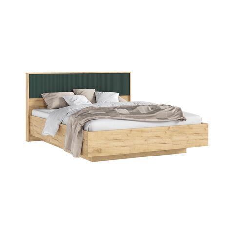 С/Г Марвэл Кровать парящая 1,6м (ортопед дерево) с подсветкой (Браш Мени Грин/Дуб Крафт, Дуб Крафт)