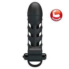 Черная насадка на пенис с вибропулей Penis Sleeve II - 18,8 см. - 