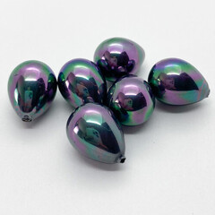 &quot;Майорка&quot; полупросверленная, цвет черный АВ, 15*12 мм, цена за 1 шт