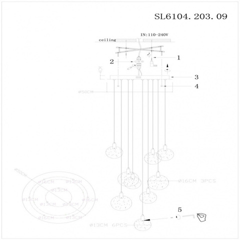 Подвесной светодиодный светильник ST Luce Montecelio SL6104.203.09, 9*3W 3000K