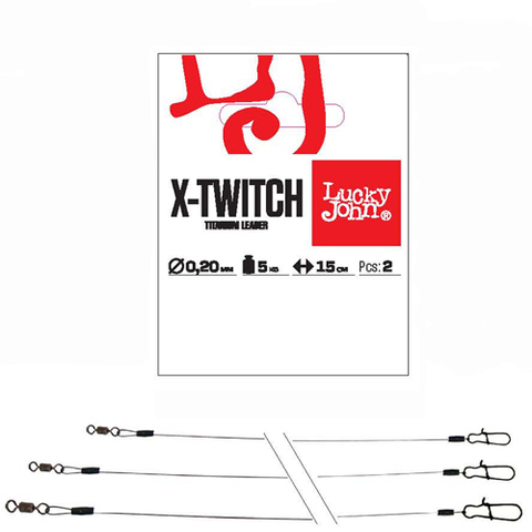 Поводки титановые Lucky John X-Twitch (2 шт, 20 см, 5 кг) арт. LJP7305-020