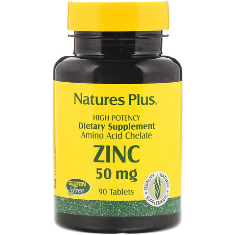 Nature's Plus, Цинк, 50 мг, 90 таблеток