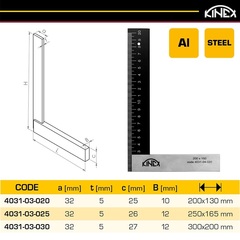 Угольник столярный 250х165мм CSN255133 BlackCoat Kinex 4031-03-025 (В)