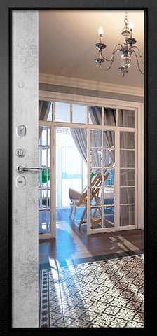 Теплая дверь входная Аргус Антарес зеркало, 2 замка, 1,2 мм металл, (черный букле+светлая штукатурка) #3