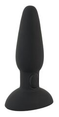 Черная анальная вибропробка с пульсацией в нижней части Thumping Anus Butt Plug - 15 см.