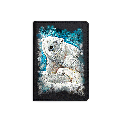 Обложка на паспорт "Белые медведи", черная