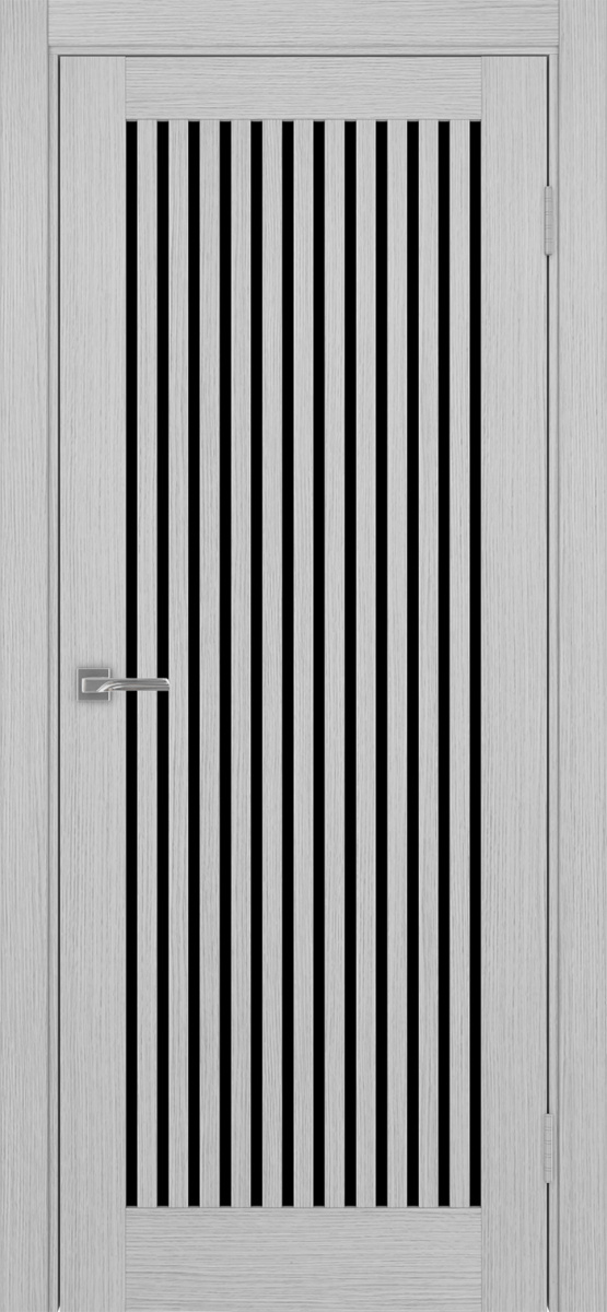 Дверь межкомнатная Оптима Порте Турин 543.2, цвет серый дуб, экошпон, стекло лакобель черное