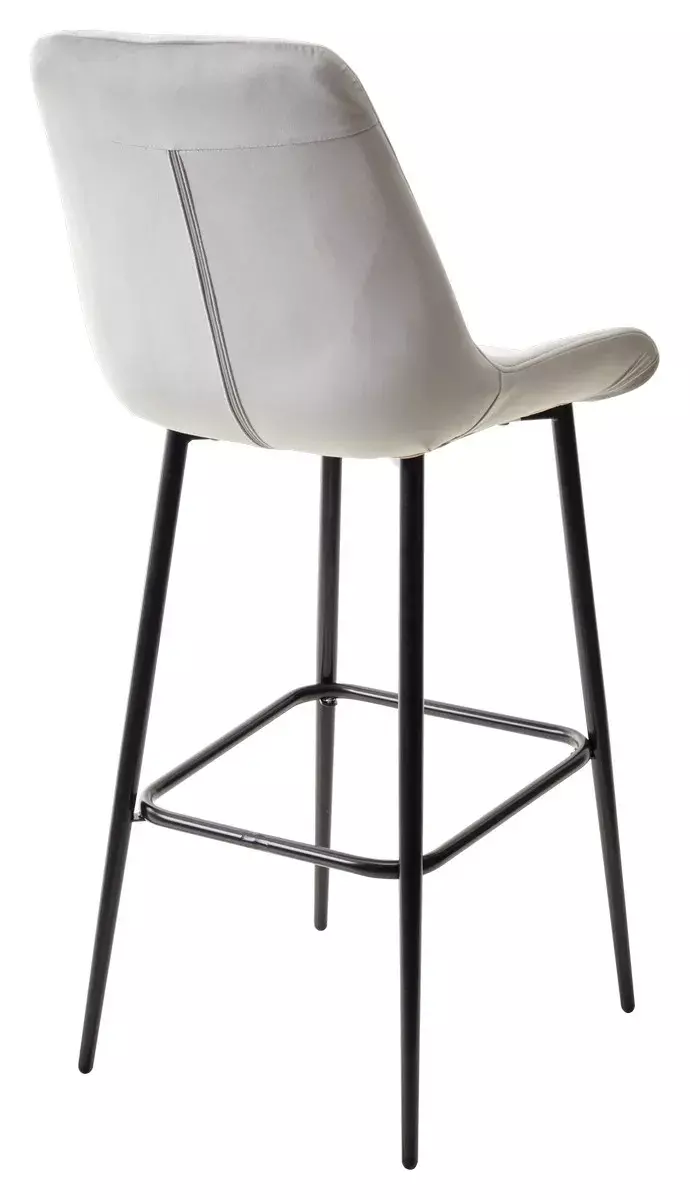Барный стул ХОФМАН, цвет H-09 Светло-серый, велюр / черный каркас М-City