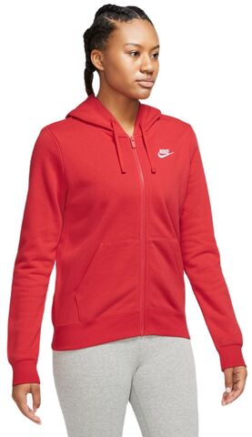 Женская теннисная куртка Nike Sportswear Club Fleece Full Zip Hoodie - university red/white