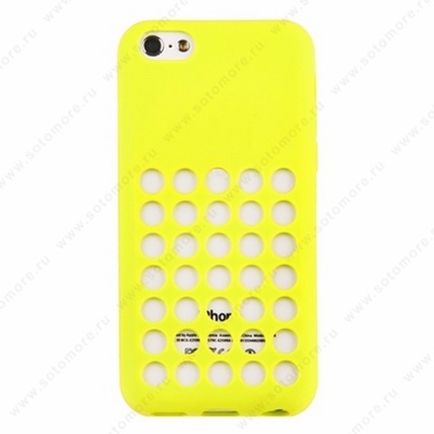 Накладка силиконовый для Apple iPhone 5C с перфорацией желтый