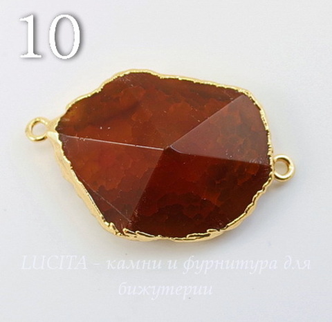 Коннектор (1-1) Агат с огранкой с фольгой (цвет - золото) (№10 (40х25 мм))