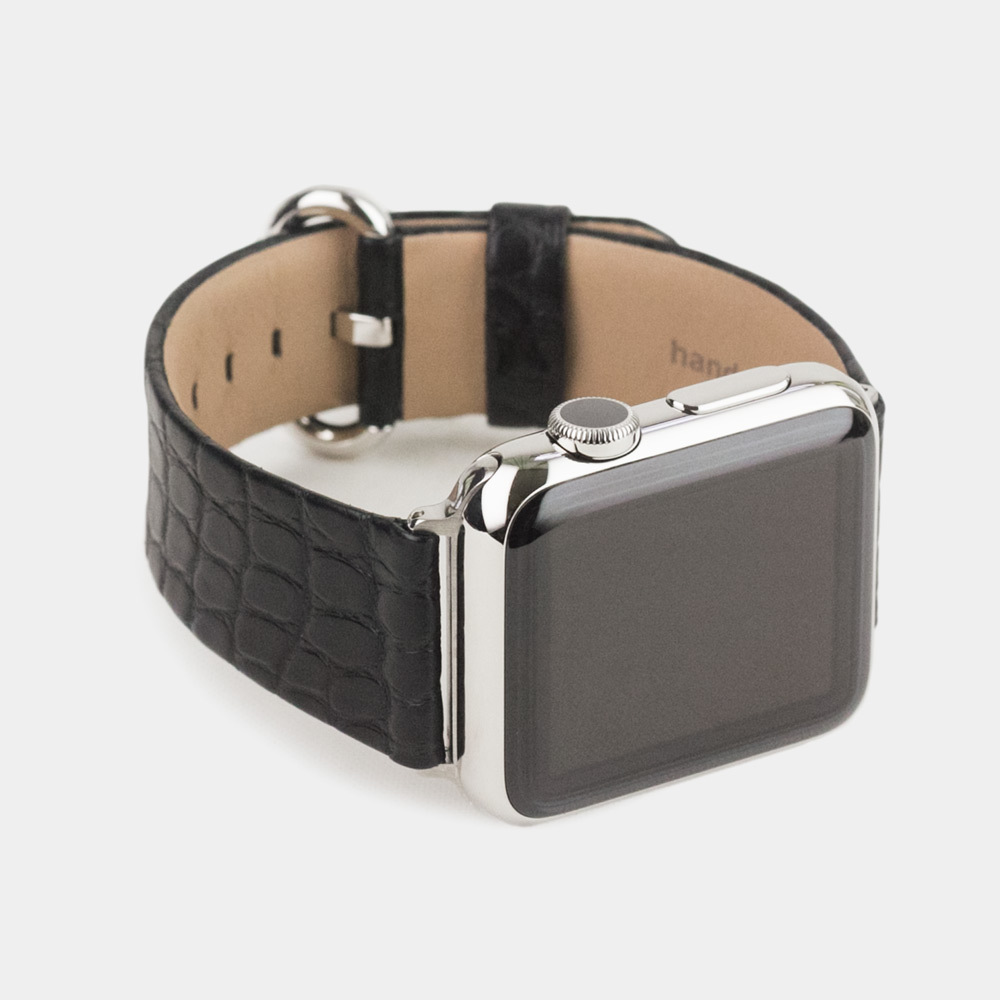 Ремешок для Apple Watch 42/44mm Classic из кожи аллигатора черного цвета