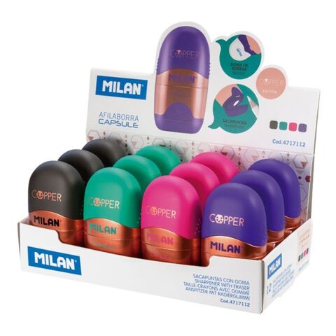 Pozan/ластик/Dısplay 12 eraser+sharpener capsule copp