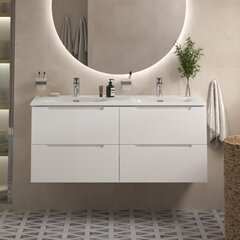 BelBagno ETNA-1200-4C-SO-2-BL ETNA База под раковину подвесная с четырьмя выкатными ящиками для раковины с двумя чашами, Bianco Lucido, 1202x462x500, ETNA-1200-4C-SO-2-BL фото