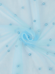 Фатин с бусинами, 35 гр/м2, 150 см, голубой