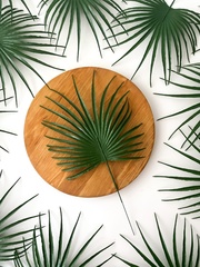 Пальма круглая зеленая, лист 20 см, зелень искусственная, набор 15 листьев.