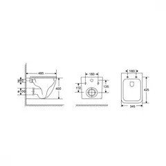 Унитаз подвесной Grossman GR-4497SQC Tornado безободковый, с сиденьем микролифт 485x345x400
