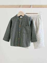 Рубашка и брюки в комплекте для мальчика Next E47-909, Зеленый, Белый