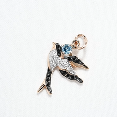 731736- Подвеска «Ласточка» из золота 585 пробы с топазом и фианитами