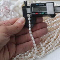 Жемчуг натуральный речной, рис, 5,7-7,2 мм, 1 нить, Ж024