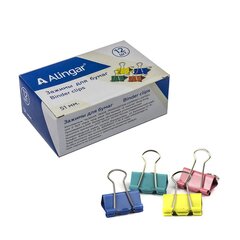 
          Зажимы для бумаг 51 мм, Alingar, цветные, уп. 12 шт